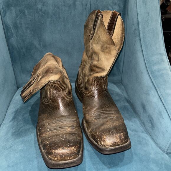 ARIAT RAMBLER BROWN LEATHER SQUARE TOE SOFT TOP WESTERN BOOTS MEN'S 11D - Picture 1 of 11